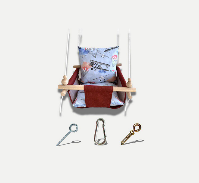 Гойдалка підвісна Infancy Літак Бордовий (4977478)