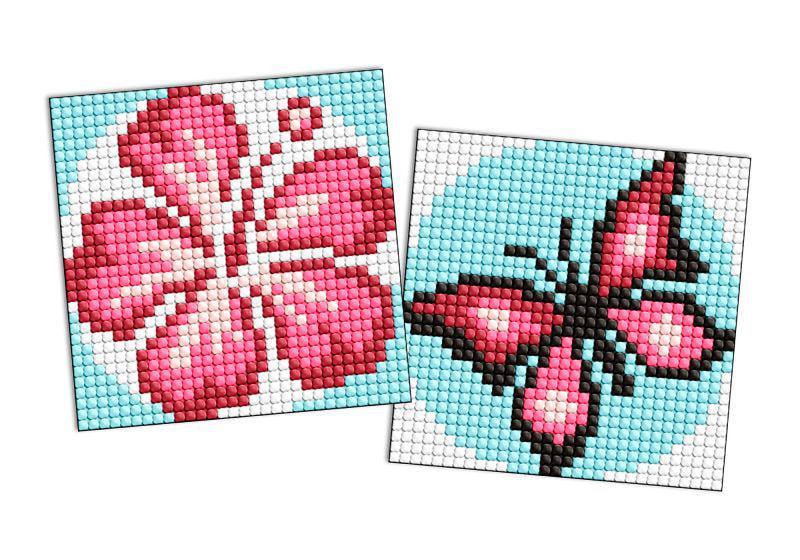 Алмазная мозаика на стикере Ideyka Розовый цвет из 2 сюжетов 9х9 см (Id-AMS1063)