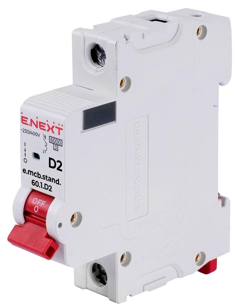 Автоматический выключатель E.NEXT e.mcb.stand.60.1.D2 1P 2А 6кА D (s026102)