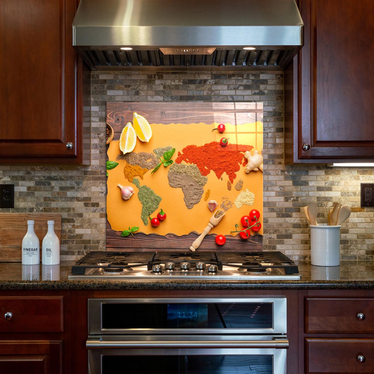 Стеклянная панель для кухни NovellaPrint Карта кухни 70х70 см (1035.5) - фото 1