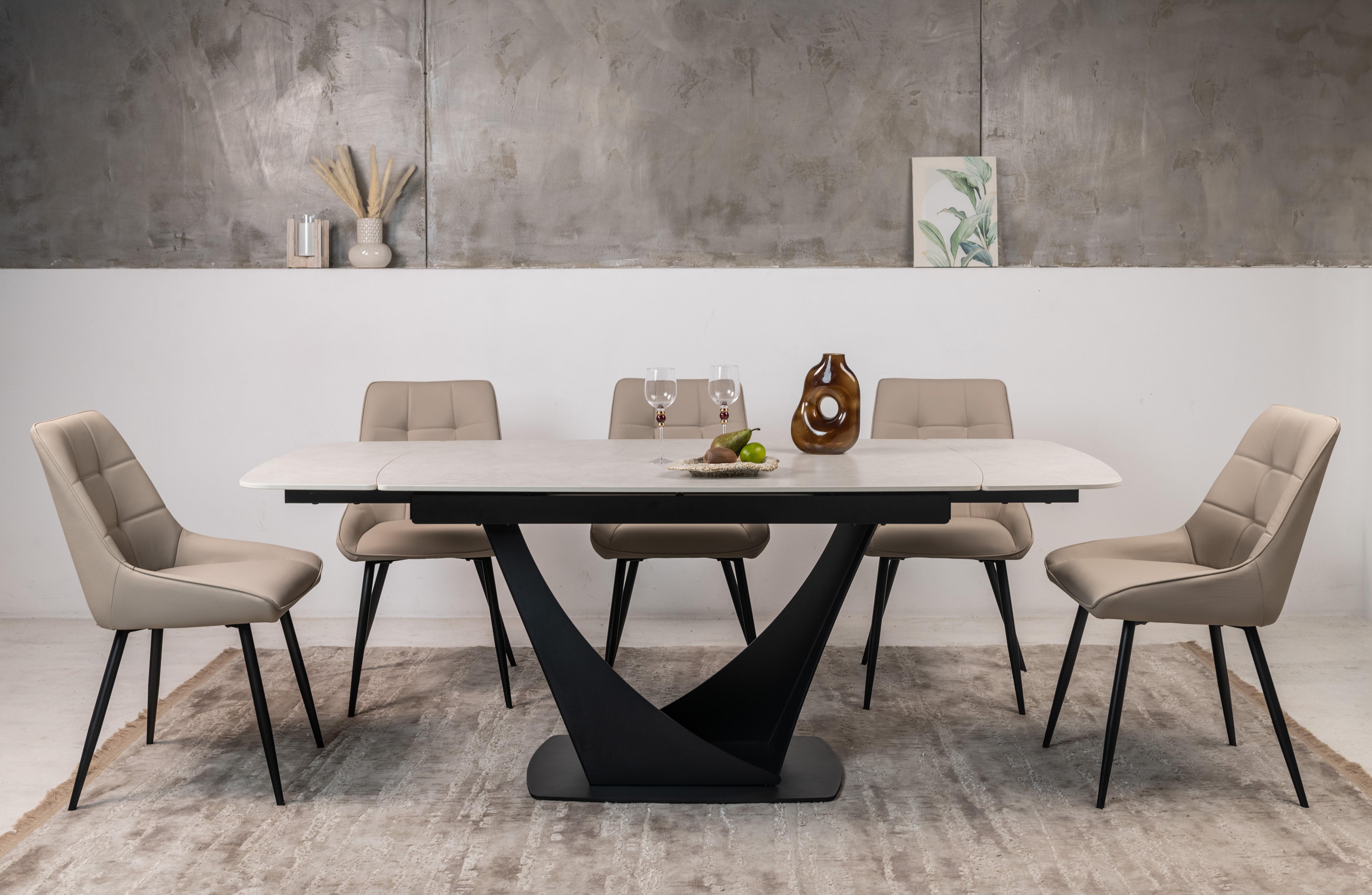 Стіл обідній розсувний Vetro Mebel Еліо 1400- 2000x900x760 мм Крема делікато/Чорний (TМL-990) - фото 8 Стіл обідній розсувний Vetro Mebel Еліо 1400- 2000x900x760 мм Крема делікато/Чорний (TМL-990) - фото 8