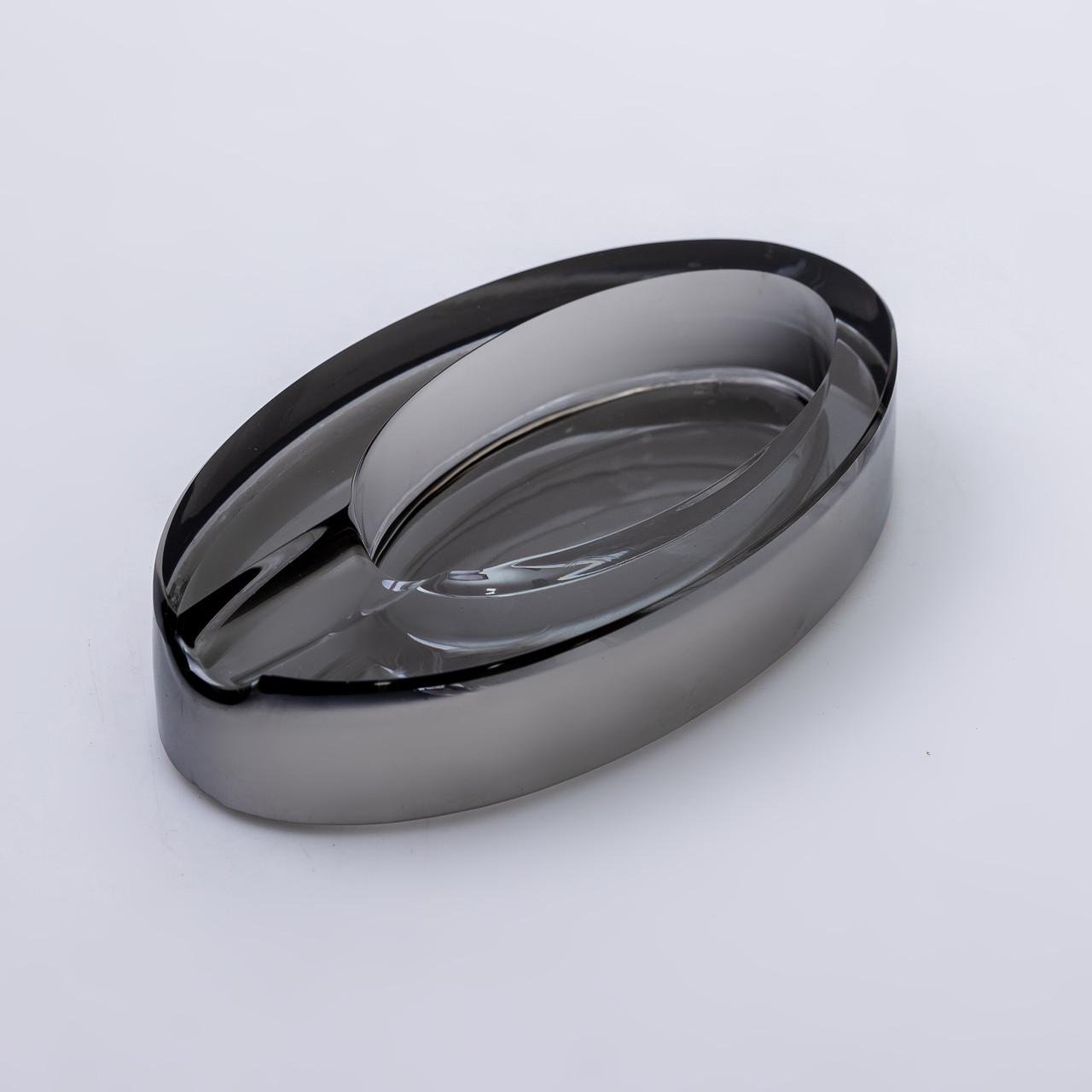 Попільничка для цигарок скляна декоративна настільна 13х7,5х2,5 см Сірий (7208) - фото 2