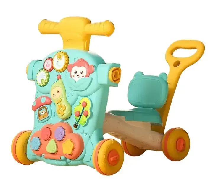 Детская каталка музыкальная 3в1 многофункциональная из пластика 48х44х48 см Голубой (150-98-YL621A-GR)