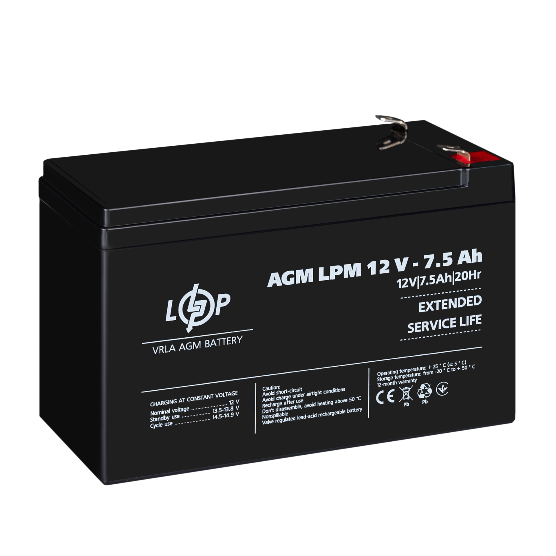 Аккумулятор AGM LPM 12V-7,5 Ah - фото 4