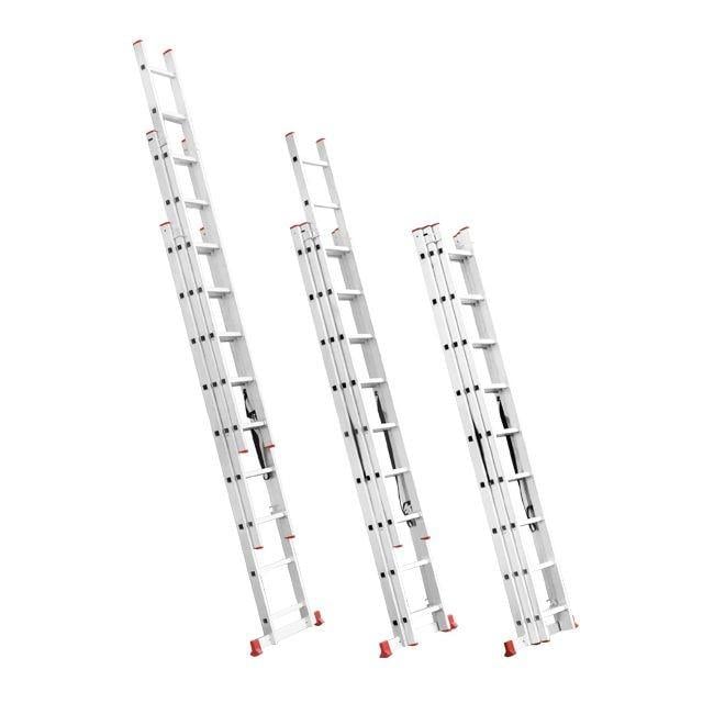 Драбина будівельна Intertool LT-0308 з алюмінію 3-секційна універсальна розкладна 3х8 сходинок 5,09 м - фото 2 Драбина будівельна Intertool LT-0308 з алюмінію 3-секційна універсальна розкладна 3х8 сходинок 5,09 м - фото 2