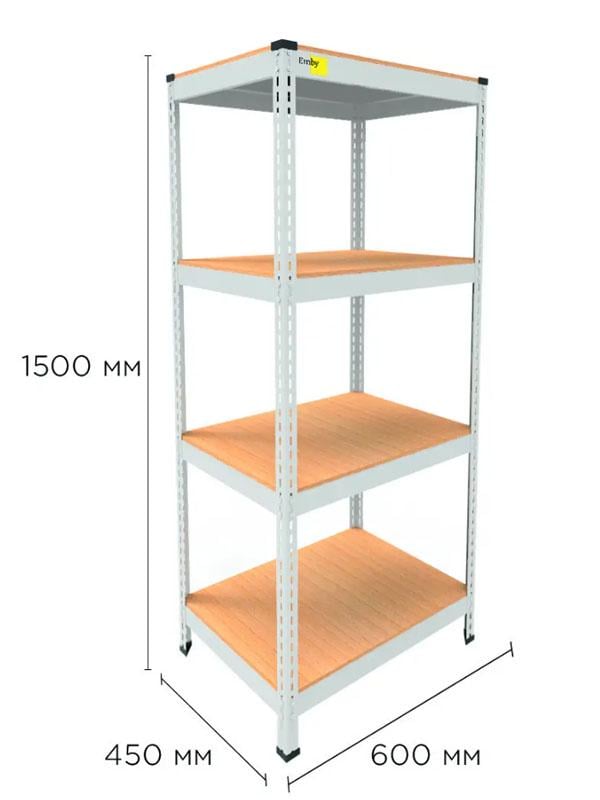 Стеллаж металлический полочный MRL-1500 600x450 мм с 4 полками с нагрузкой 400 кг Белый - фото 2