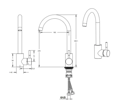 Смеситель для кухни Venta VS402FS-gray-04 (96783) - фото 3 Смеситель для кухни Venta VS402FS-gray-04 (96783) - фото 3