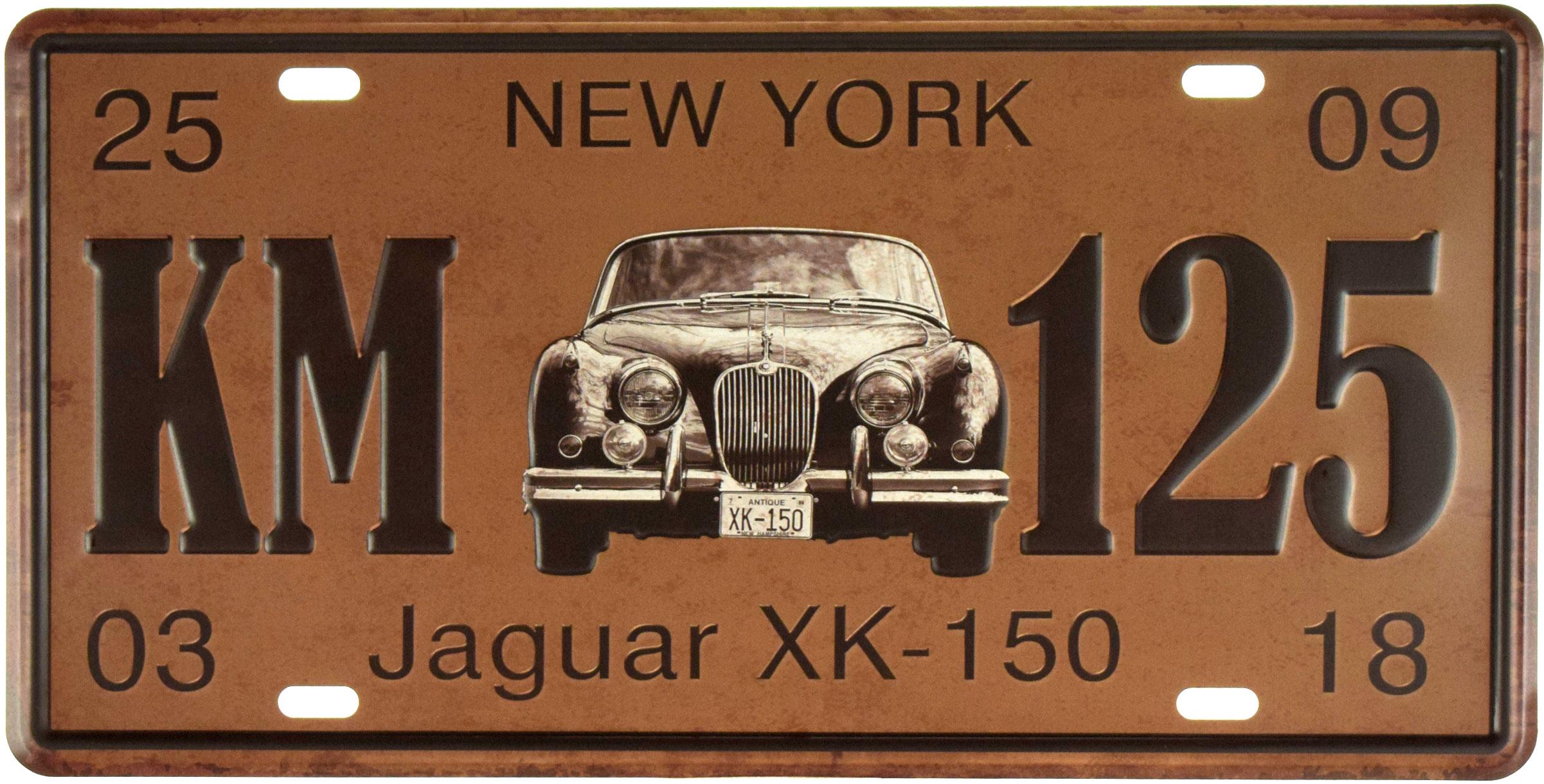 Табличка металева Нью-Йорк Ягуар/York Jaguar XK-150 15x30 см