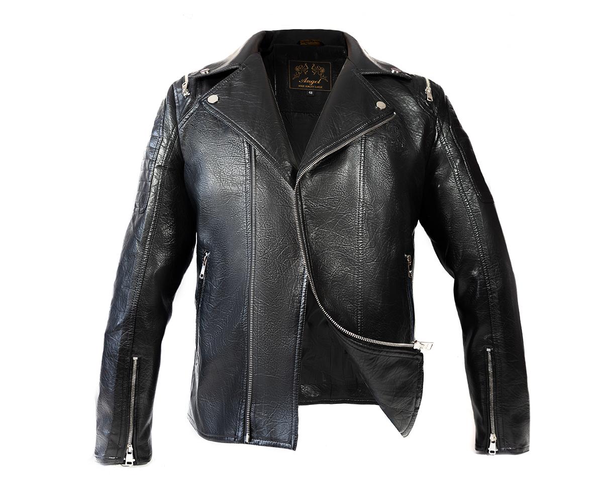 Куртка косуха Men's Style KS-9NVE з натуральної шкіри р. 44 Black (8054214) - фото 5