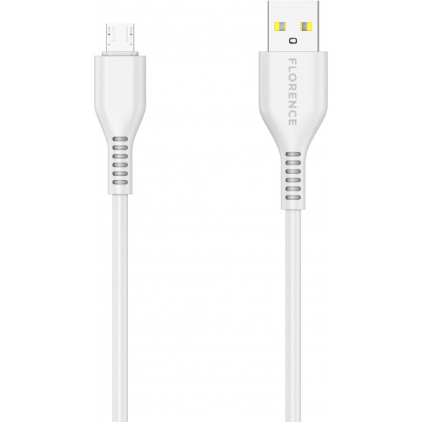 Кабель Florence Wizer microUSB 1 м 2.4A White (FL-2111-WM)