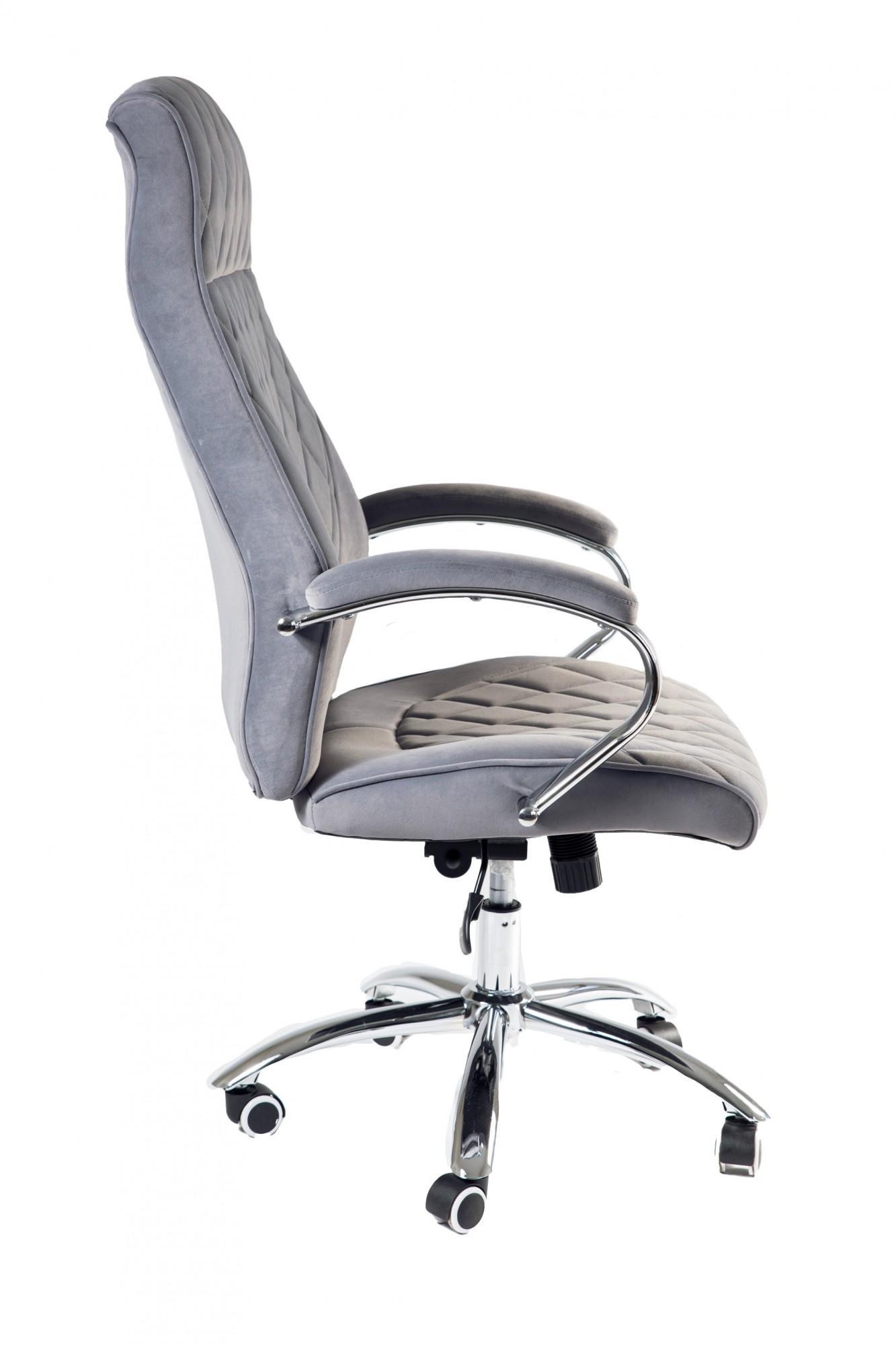Кресло офисное компьютерное ApolloDesign хром Anyfix Экозамш Серый - фото 4