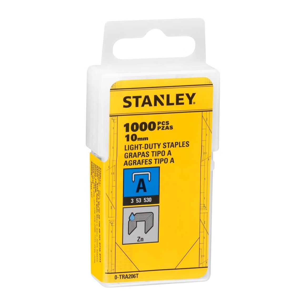 Скобы для степлера Stanley Light Duty тип A 10 мм 1000 шт (1-TRA206T)