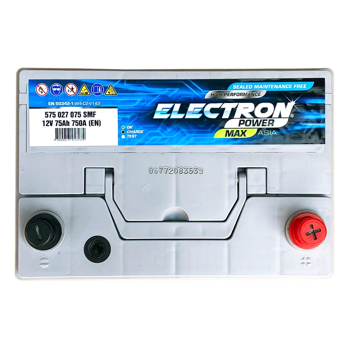Аккумулятор автомобильный ELECTRON POWER MAX 6СТ-75 Ah ASIA АзЕ 750А EN 575 027 075 SMF (170618) - фото 2 Аккумулятор автомобильный ELECTRON POWER MAX 6СТ-75 Ah ASIA АзЕ 750А EN 575 027 075 SMF (170618) - фото 2
