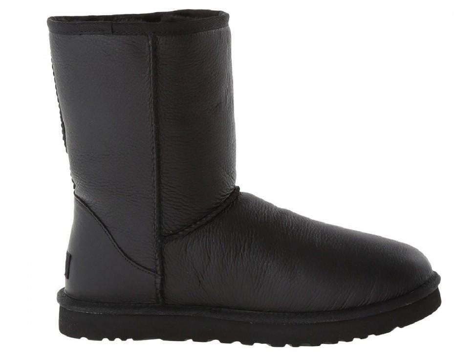 Уггі жіночі UGG Classic Short II Black Leather р. 41 Чорний (28621)