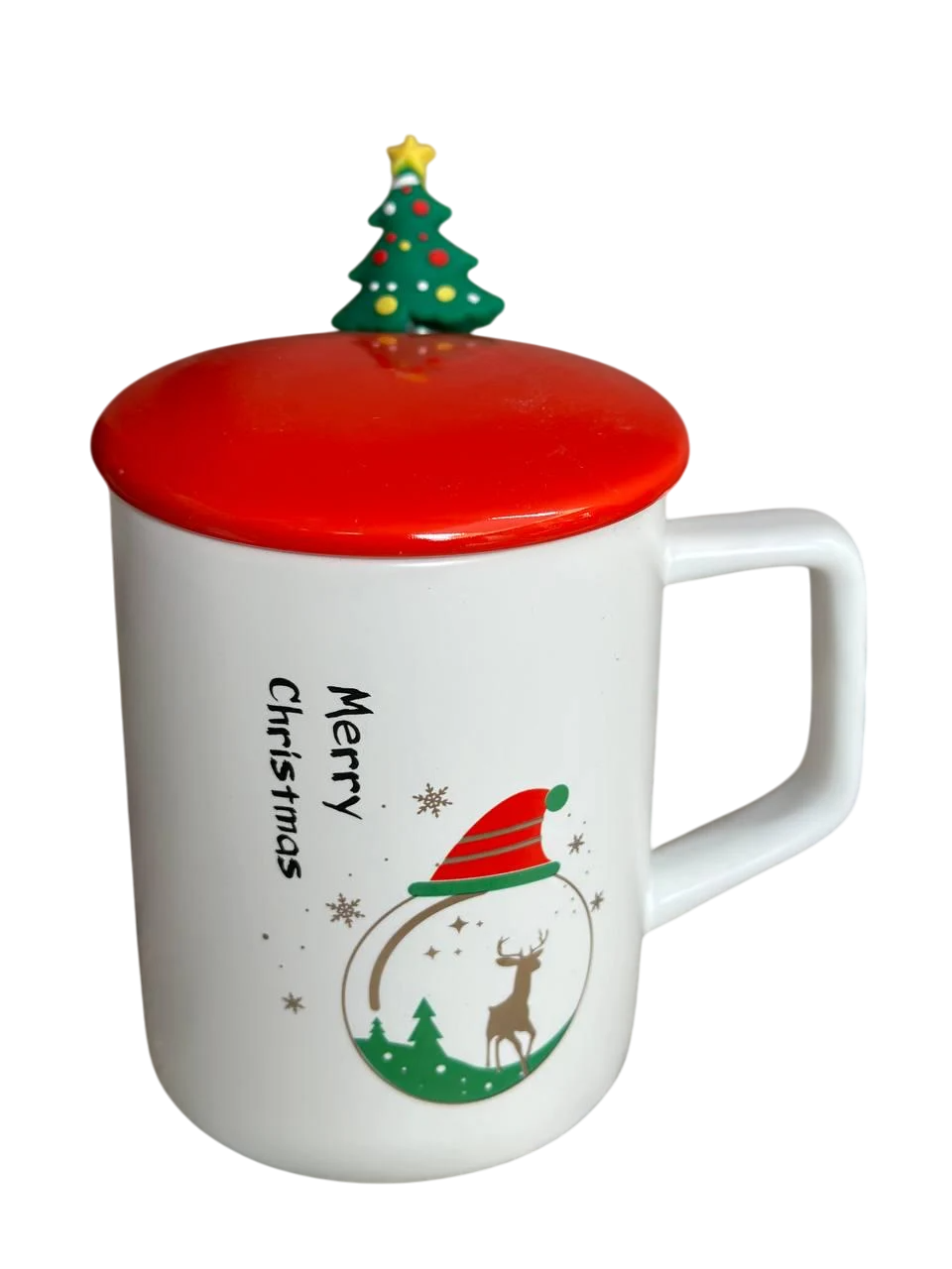 Чашка новорічна Christmas tree фарфор з кришкою та ложкою 360 мл (R33367-2) - фото 1 Чашка новорічна Christmas tree фарфор з кришкою та ложкою 360 мл (R33367-2) - фото 1