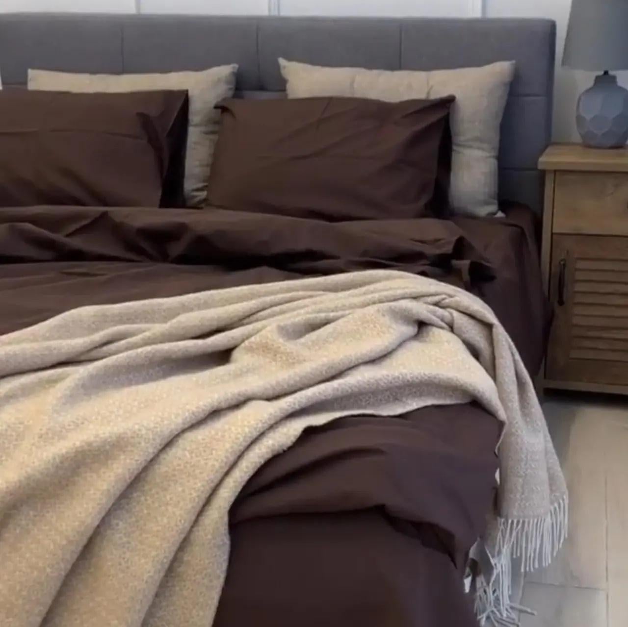 Комплект постельного белья семейный поплин Lux Темно-коричневый (1611300563)