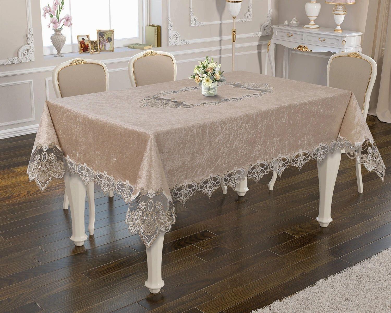 Скатерть велюровая Acme Tekstil 110x160 Melisa Cappicino (CN7809)