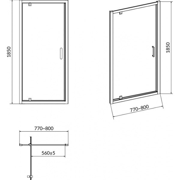 Душові двері Cersanit Pivot Basic 80x185 (S158-001) - фото 2