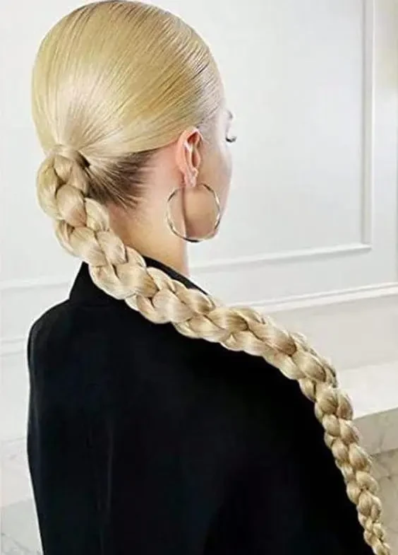 Штучне волосся коса плетений хвіст на гумці 80 см Блонд (29118311) - фото 2