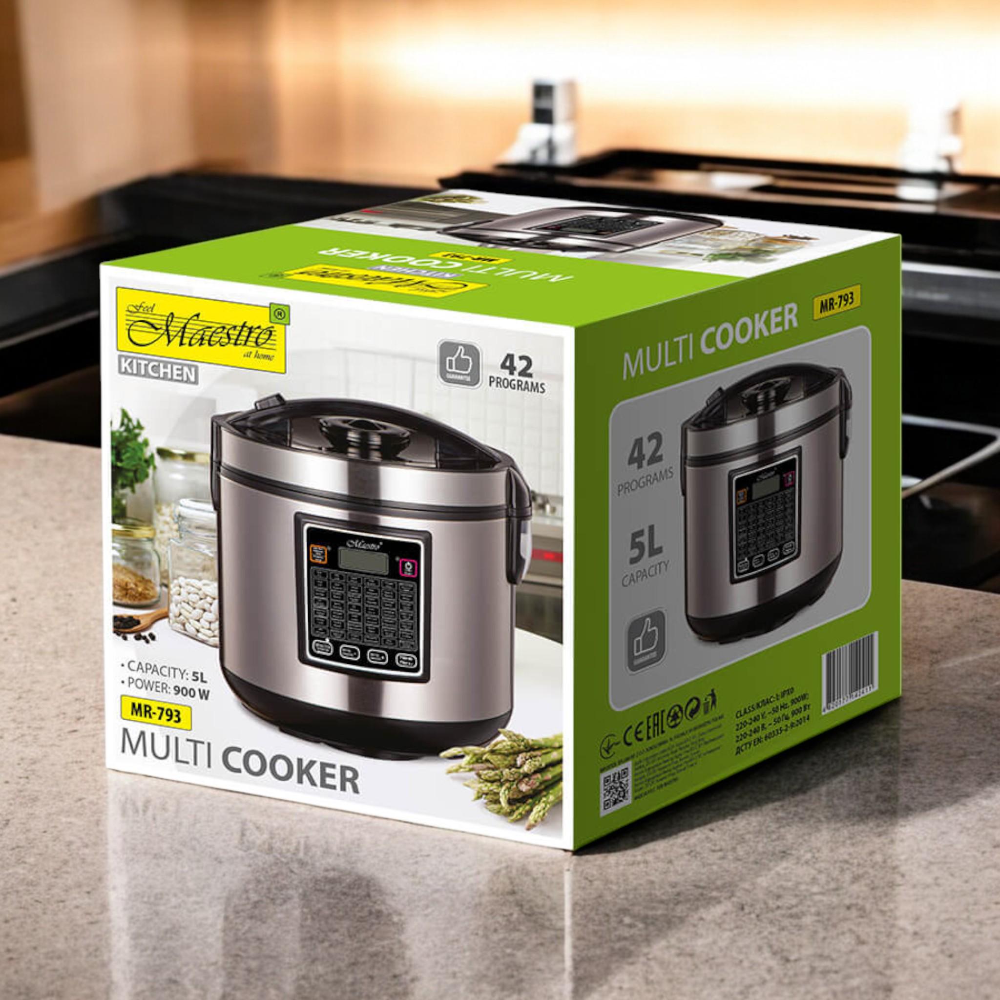 Мультиварка многофункциональная универсальная Maestro MR-793 42 программ 900 Вт 5 л Black (M_MR-793 Black) - фото 4