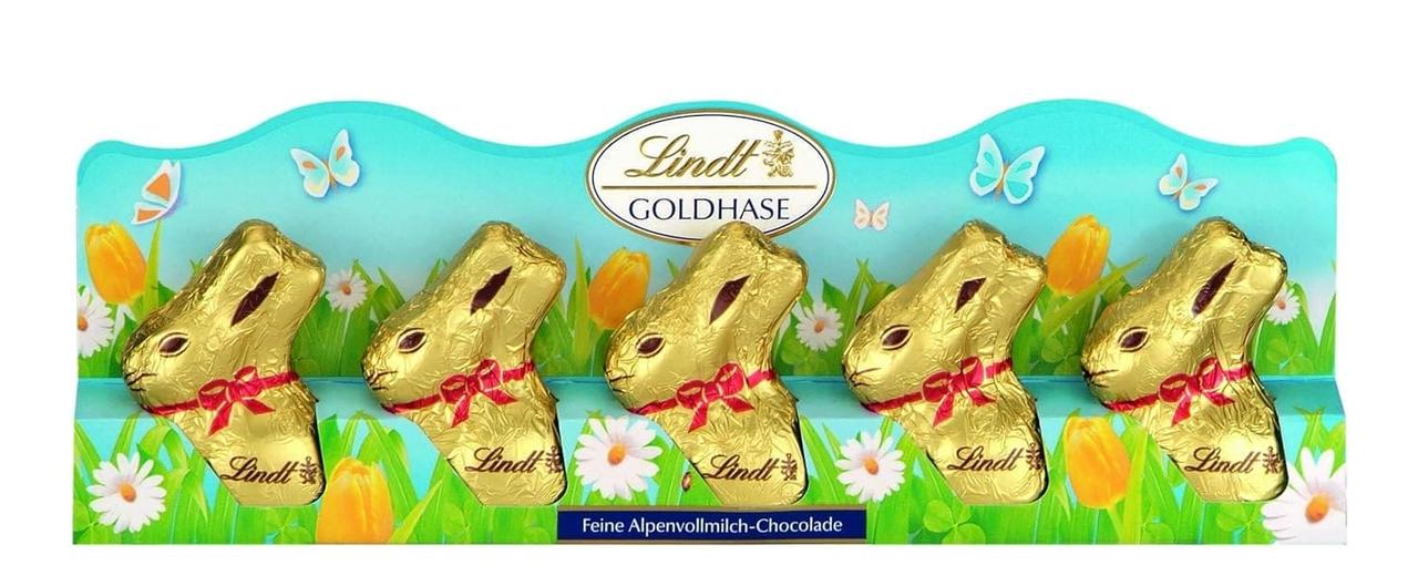 Шоколадні кролики Lindt Chocolate Mini Gold Rabbit 5 шт. 50 г (2979447167)