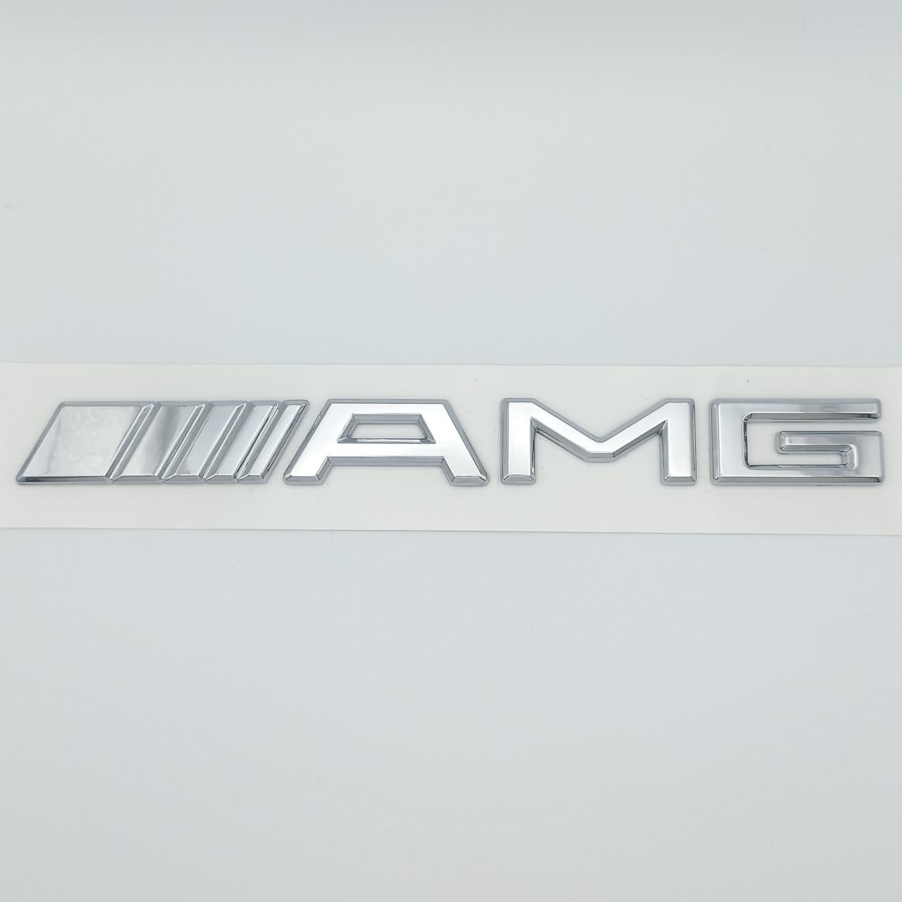 Эмблема надпись AMG Mercedes Benz до 2012 года ABS 19,2х2 см Хром глянцевый (1318026686)