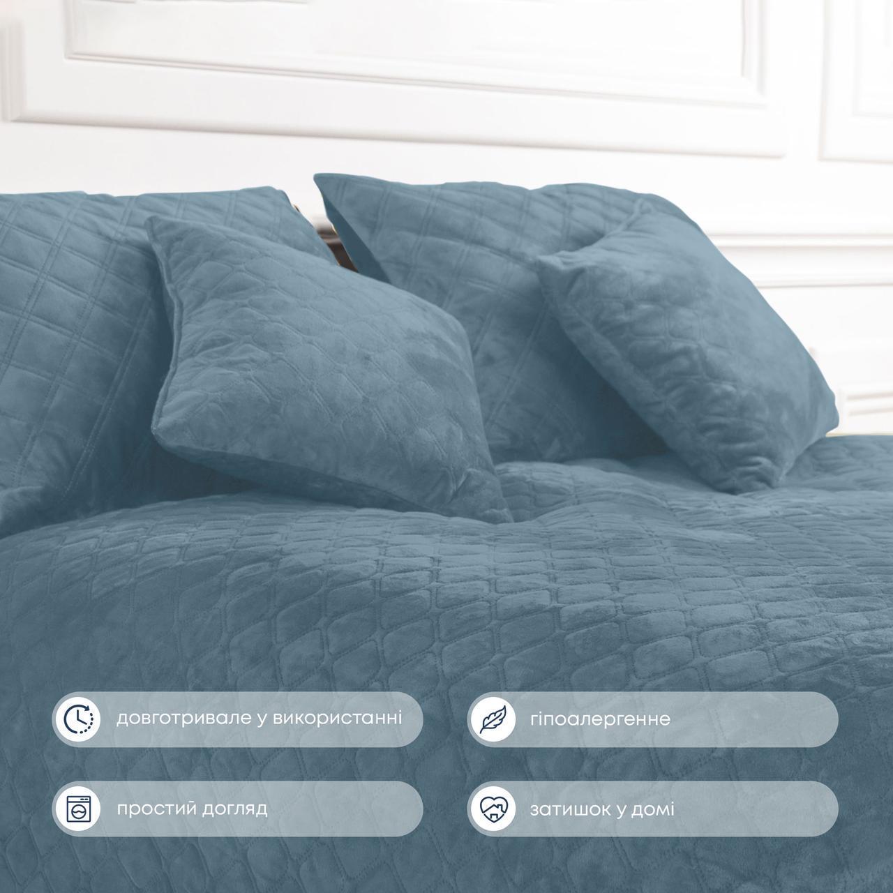 Покрывало велюровое мягкое Ромб/круглый евро 220х240 см Синий - фото 7 Покрывало велюровое мягкое Ромб/круглый евро 220х240 см Синий - фото 7