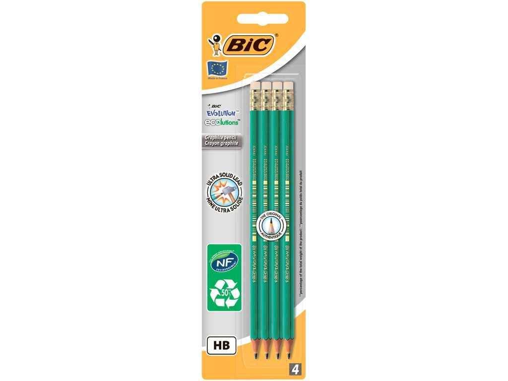 Карандаш BIC чернографитовый Evolution Eco с резинкой 655HB 4 шт. (BC8902753)