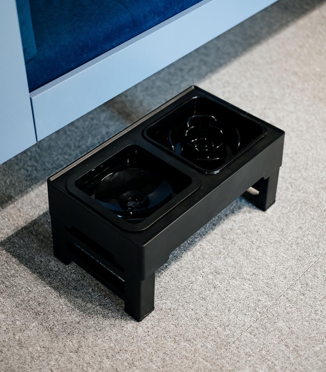 Миска двойная для собак ELS PET на подставке с плавающим блюдцем и медленным кормлением Черный (1822310979) - фото 2