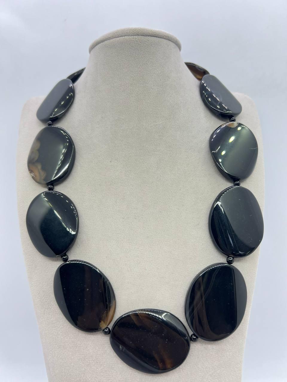 Намисто агат 48 см Чорний (11287)