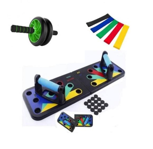 Набор для тренировок доска для отжиманий/тренажер колесо/фитнес резинки