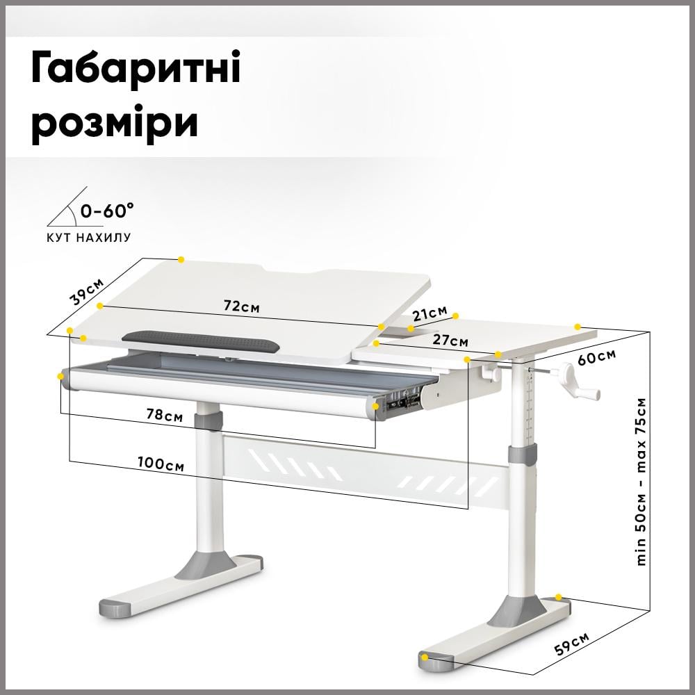 Парта школьная эргономичная трансформер Evo-Kids TH-310 W/G Lite Серый - фото 3