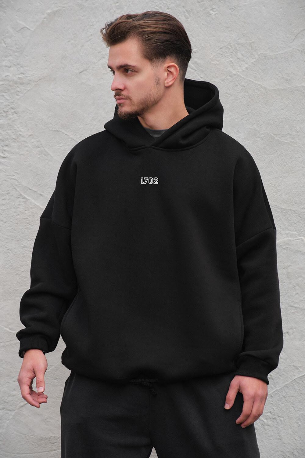 Худи на флисе Without с капюшоном и принтом Senna оверсайз Black (8055546) - фото 2 Худи на флисе Without с капюшоном и принтом Senna оверсайз Black (8055546) - фото 2