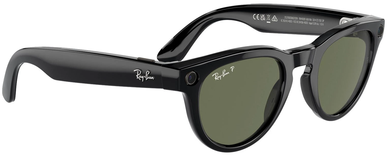 Смарт-окуляри Ray-Ban Meta Headliner Shiny Black Frame/Green Lenses RW4009 601/9A 50-23 - фото 2