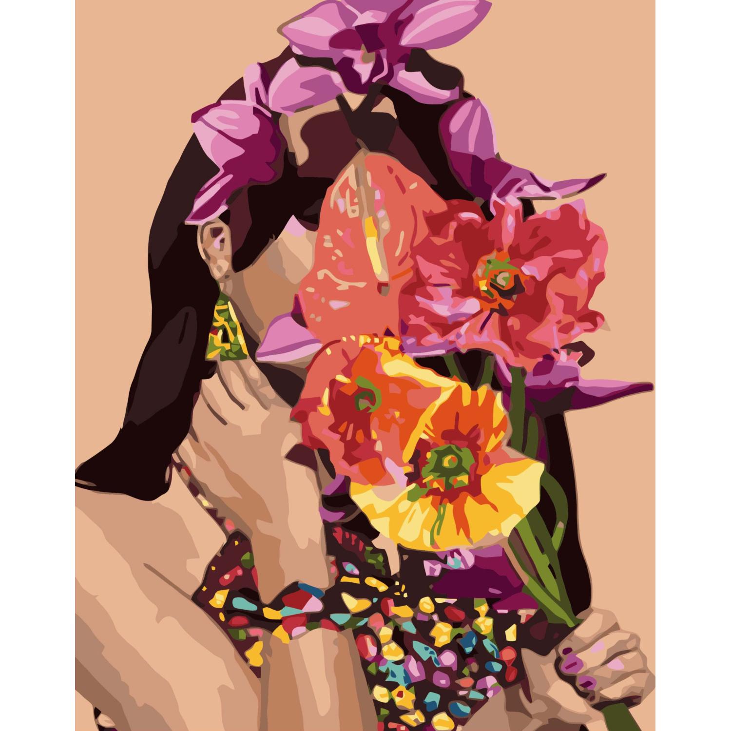 Картина по номерам Strateg Премиум Экзотический букет с лаком 40х50 см (VA-3339)