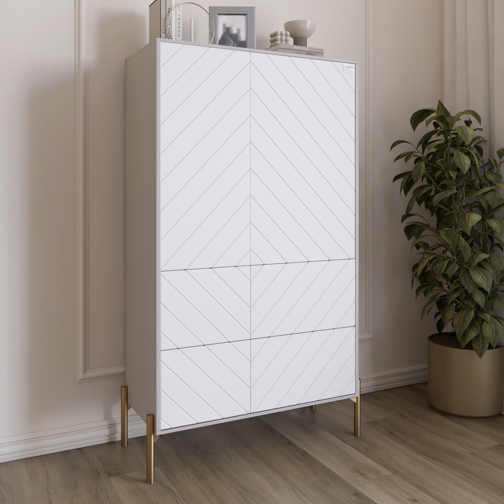 Комод-пенал Lion Амарант 84x40x150 см Кашемир/Белый (LION-042192) Комод-пенал Lion Амарант 84x40x150 см Кашемир/Белый (LION-042192)