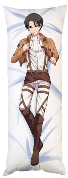 Подушка дакимакура Атака Титанов Леви Levi декоративная ростовая для обнимания 60x200 см (1834035018)