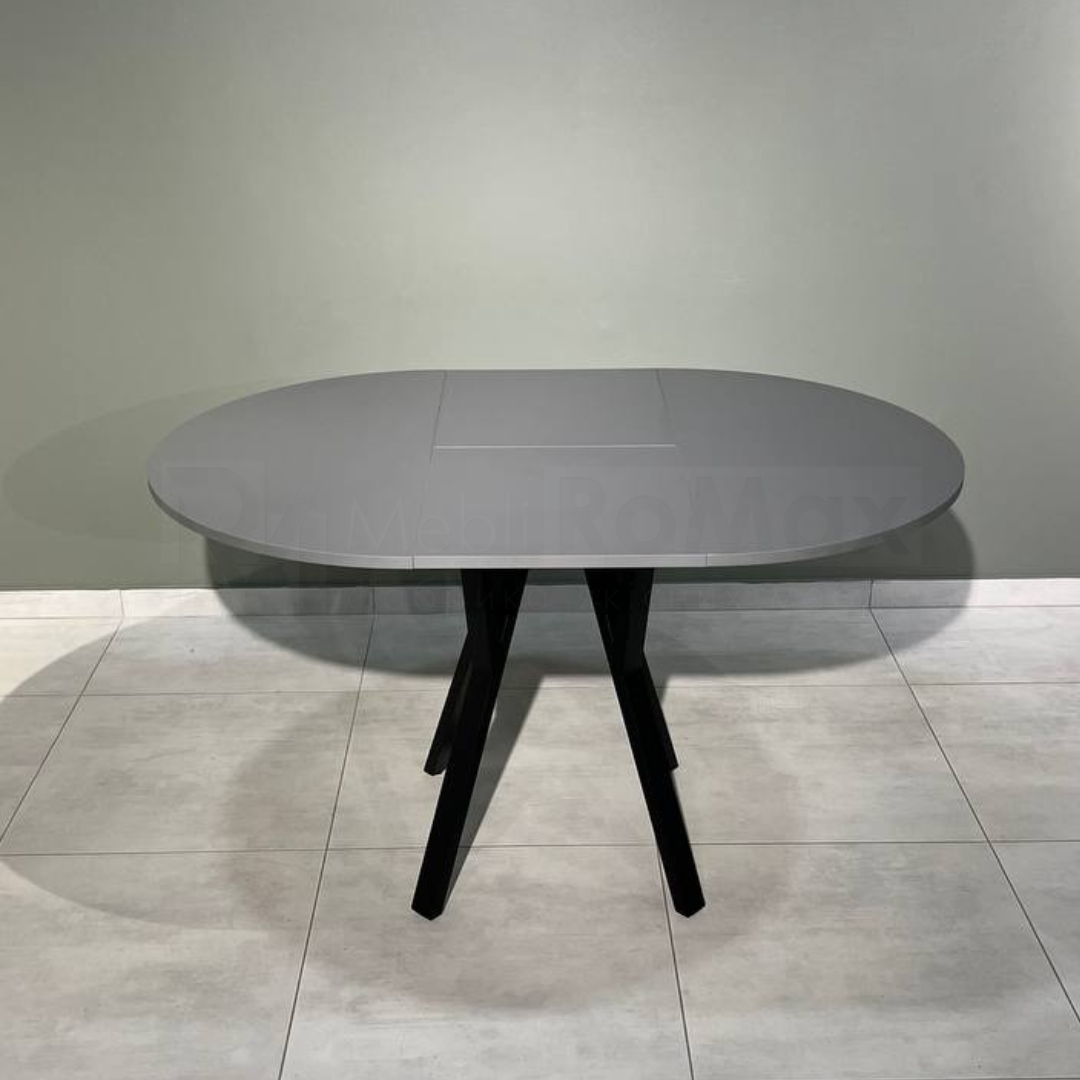 Обідній стіл овальний розсувний LITE D800 Антрацитовий/Чорний (УТП016860) - фото 2 Обідній стіл овальний розсувний LITE D800 Антрацитовий/Чорний (УТП016860) - фото 2