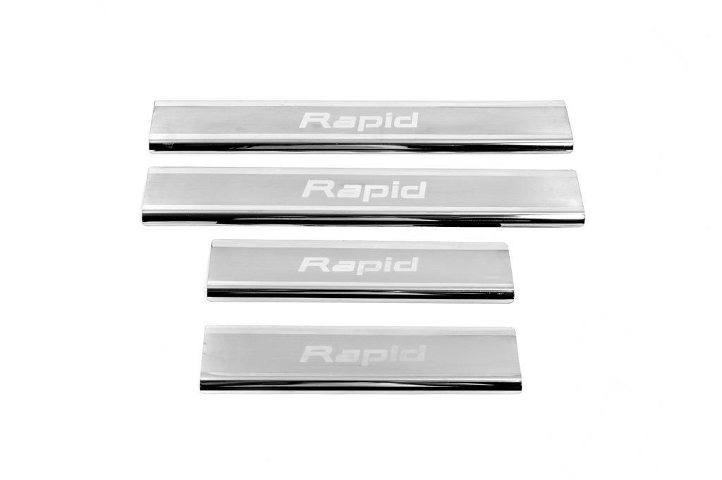 Накладки на пороги Carmos V2 4 шт нерж для Skoda Rapid 2012гг. - фото 2