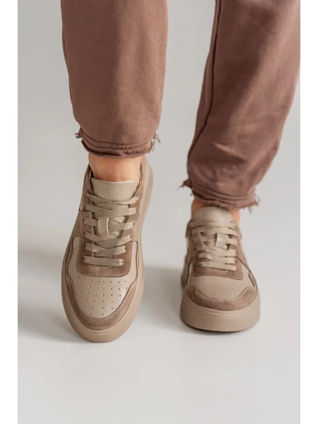 Кеды женские кожаные с бежевыми замшевыми вставками р. 36 23,5 см Коричневый - фото 4 Кеды женские кожаные с бежевыми замшевыми вставками р. 36 23,5 см Коричневый - фото 4