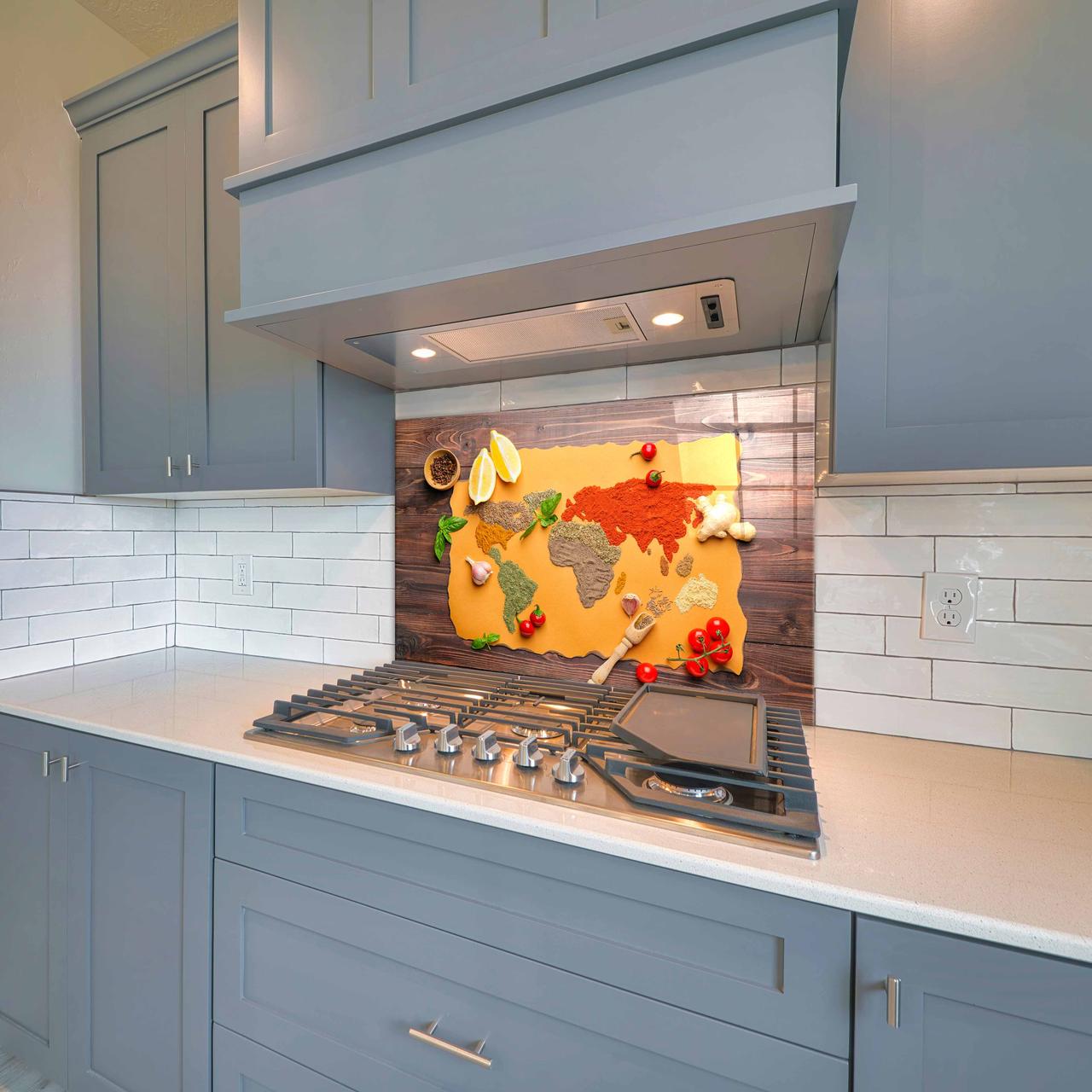 Стеклянная панель для кухни NovellaPrint Карта кухни 70х70 см (1035.5) - фото 4