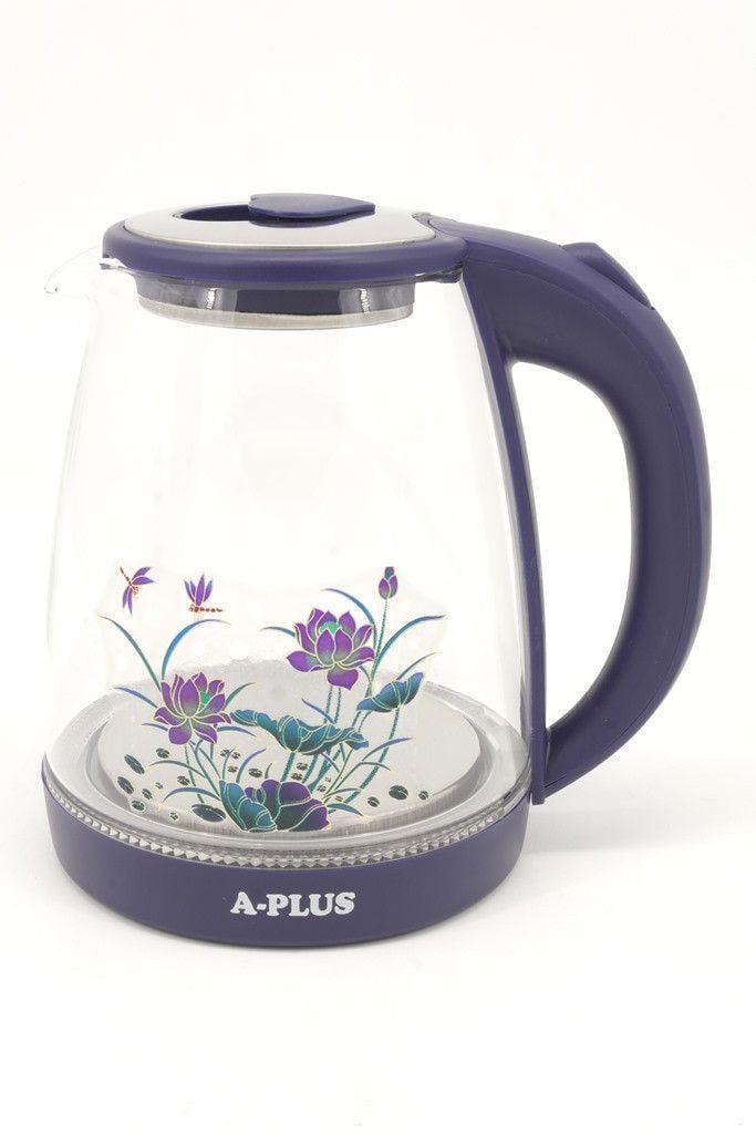 Електрочайник скляний A-Plus AP-1504 2 л Синій