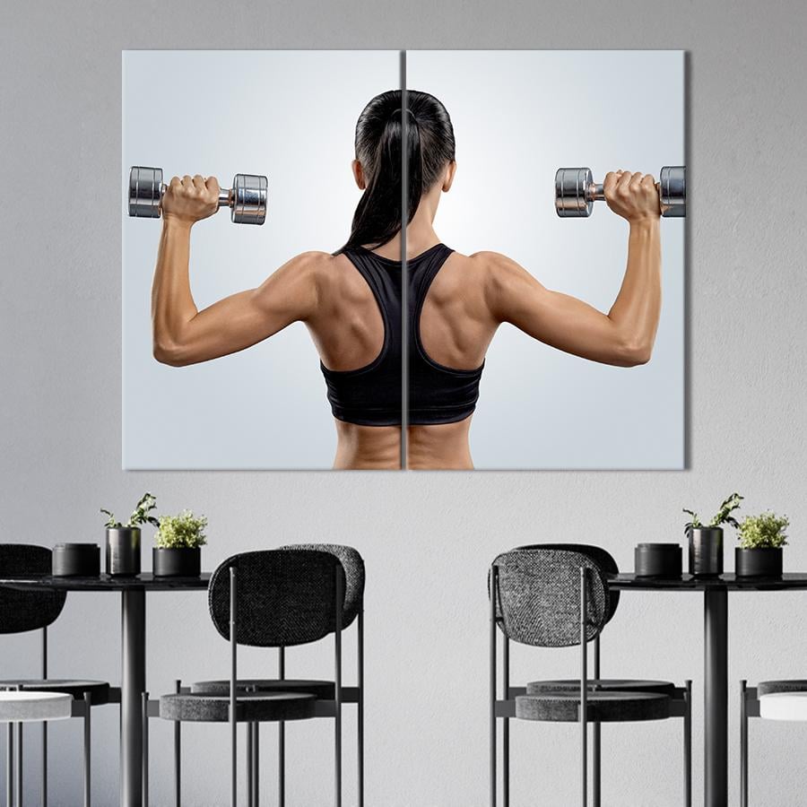 Картина Стройная девушка с гантелями 71x51 см (1875-2)