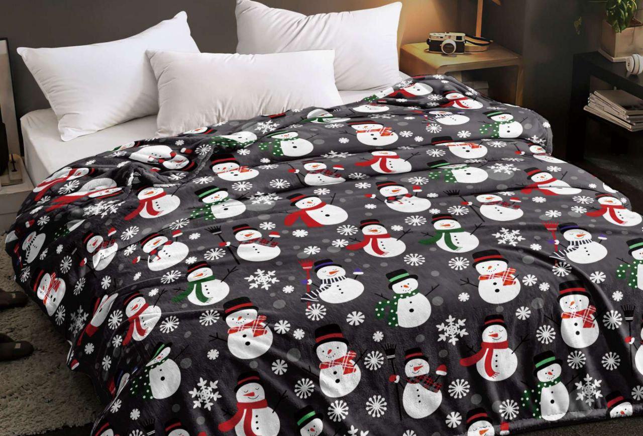 Плед София Снеговики велсофт полуторный 150х215 см (1639)