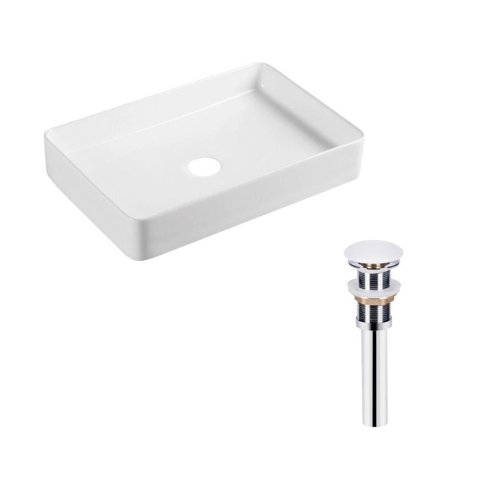 Комплект Qtap Tern Раковина накладная прямоугольная 600x405x110 мм White/Донной клапан PU02 (SD00053427)