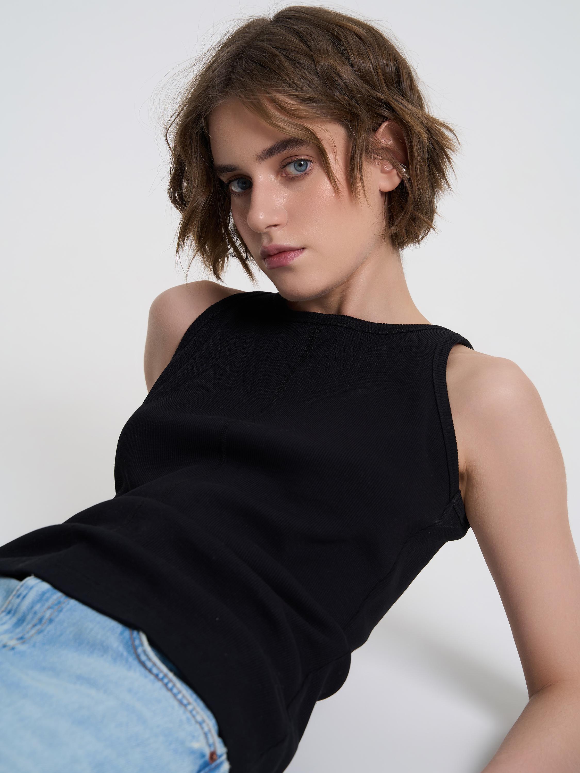 Майка женская в рубчик ROZA 240602 XL Черный (4824005715204) - фото 5