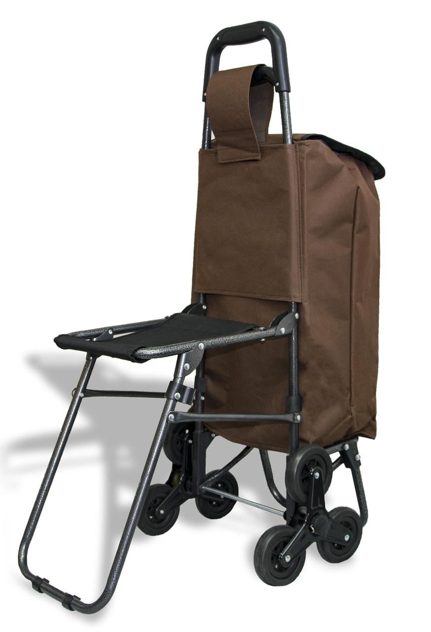 Сумка-тележка хозяйственная со стулом ось на трех колесах №4 (1007788-4-2)
