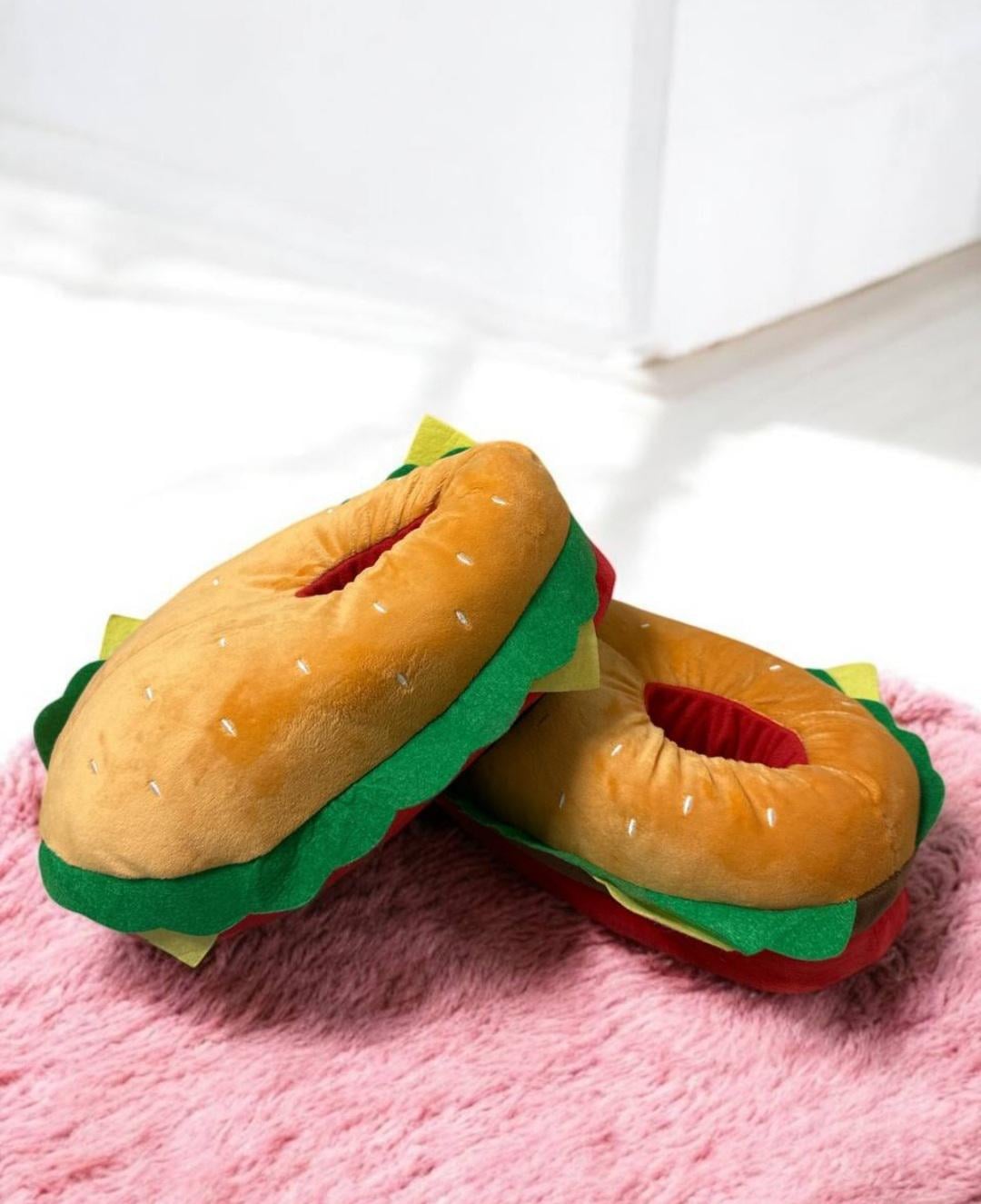 Тапочки домашние плюшевые Бургер р. 32-39 Коричневый