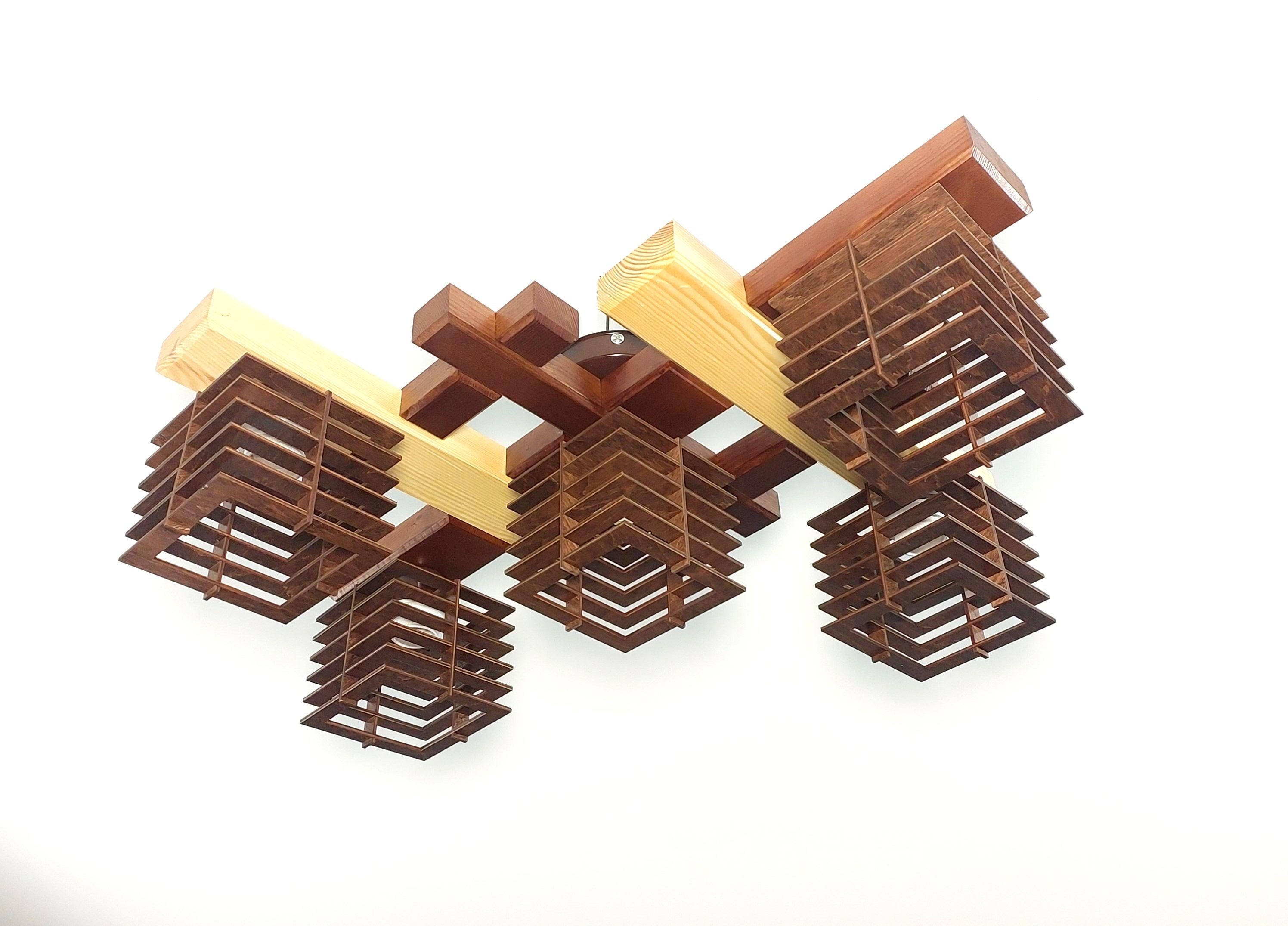 Люстра Грав 013/5 деревяная 5 плафонов Коричневый