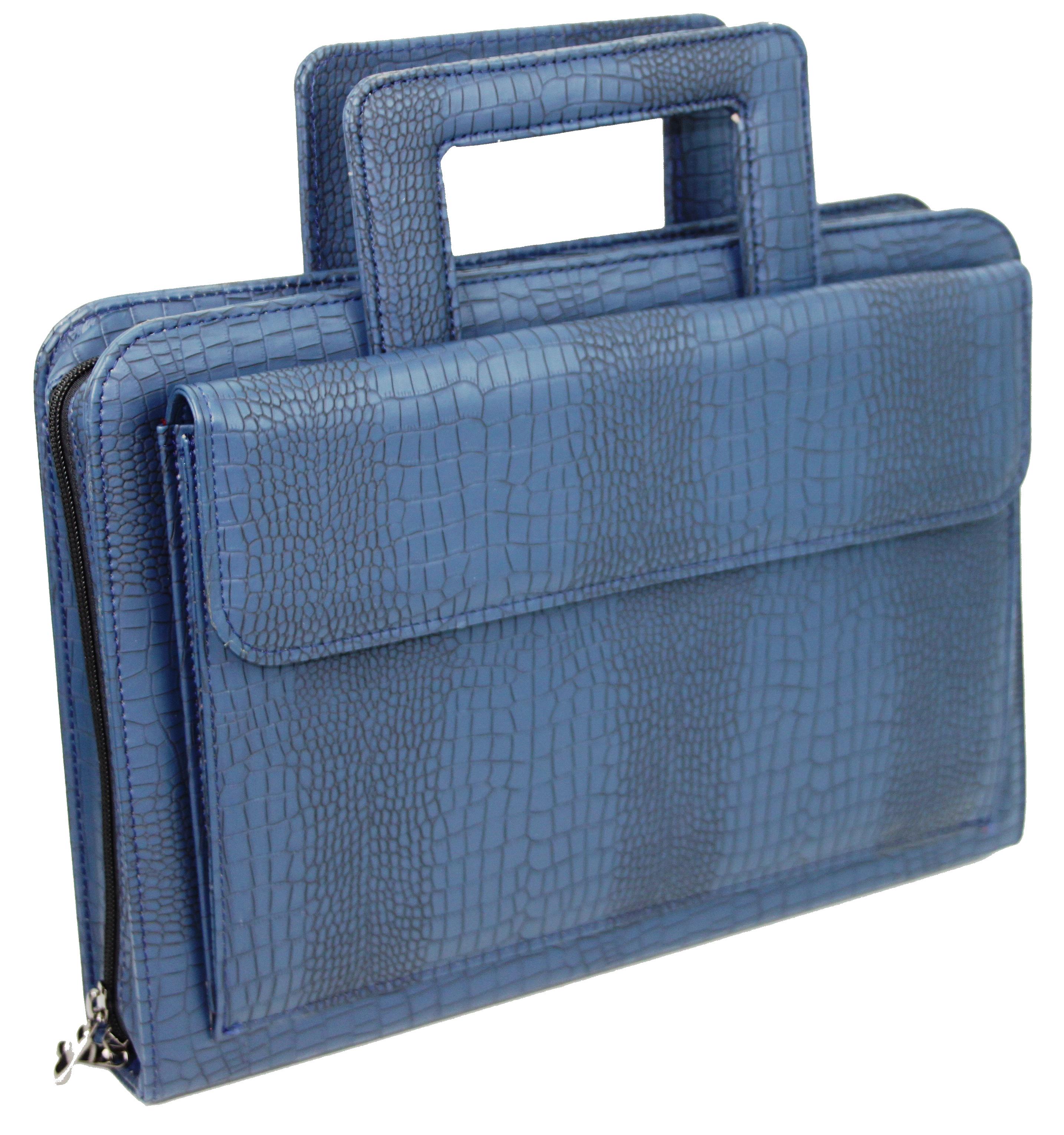 Папка деловая Portfolio для документов из экокожи под крокодила Синий (Portak-15 croco navy)